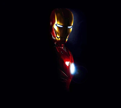 Iconic Iron Man Silhouette Against a Dark Background