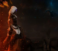 A Quarian Girl Amidst Fiery Ruins: A Mystery Unfolds