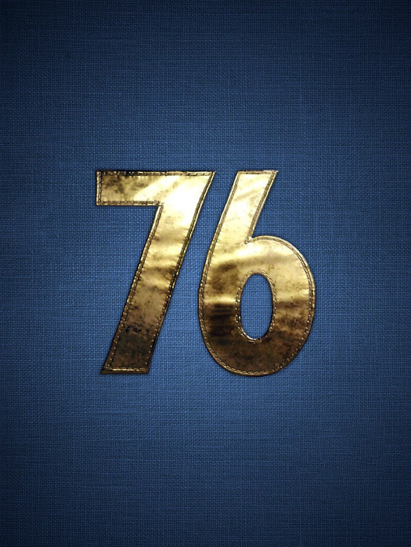 Близкий план золотого номера 76 на синем полотне (76, 360, б bethesda, bethesda, синий)