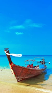 beach, boat, sky wallpaper