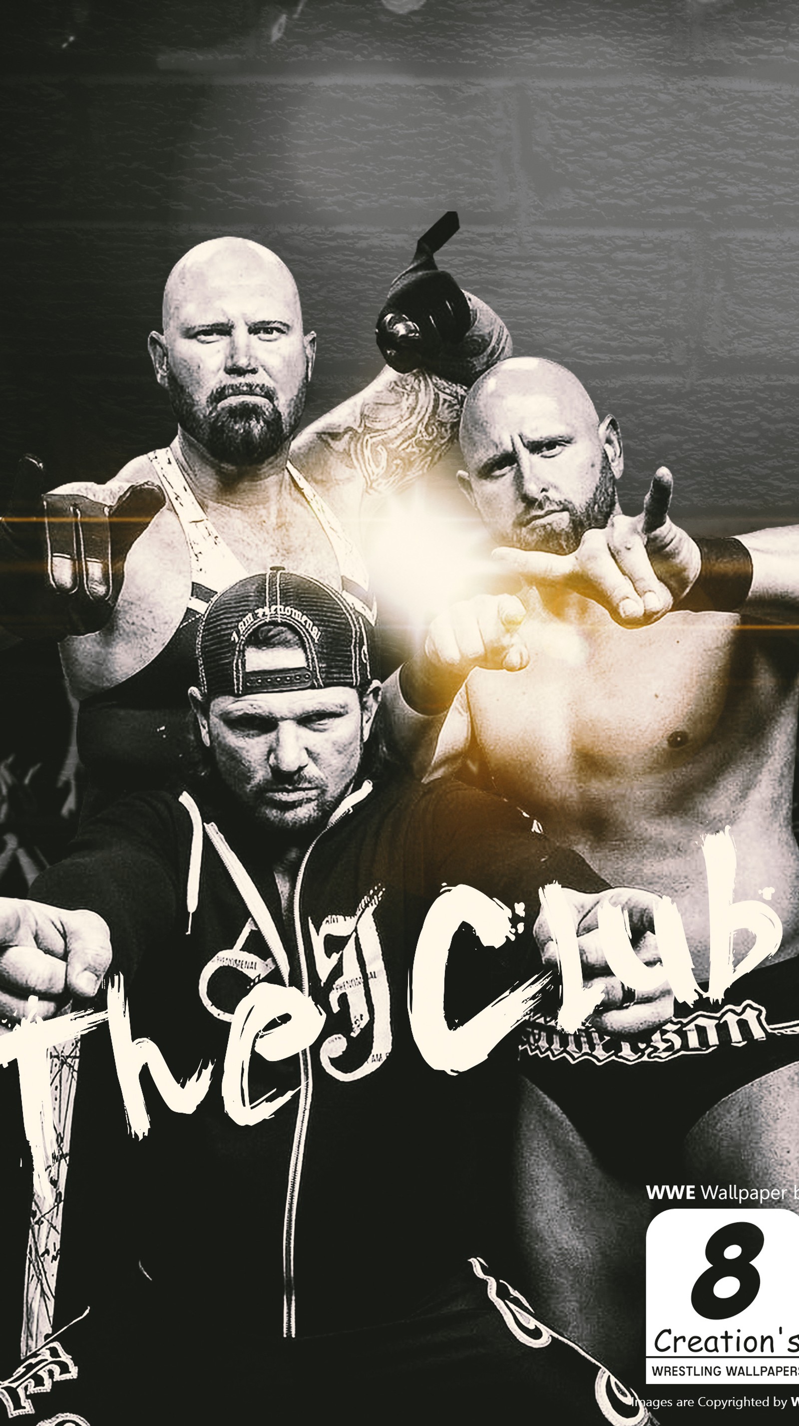 Крупный план борьбы с группой мужчин (the club, wwe)