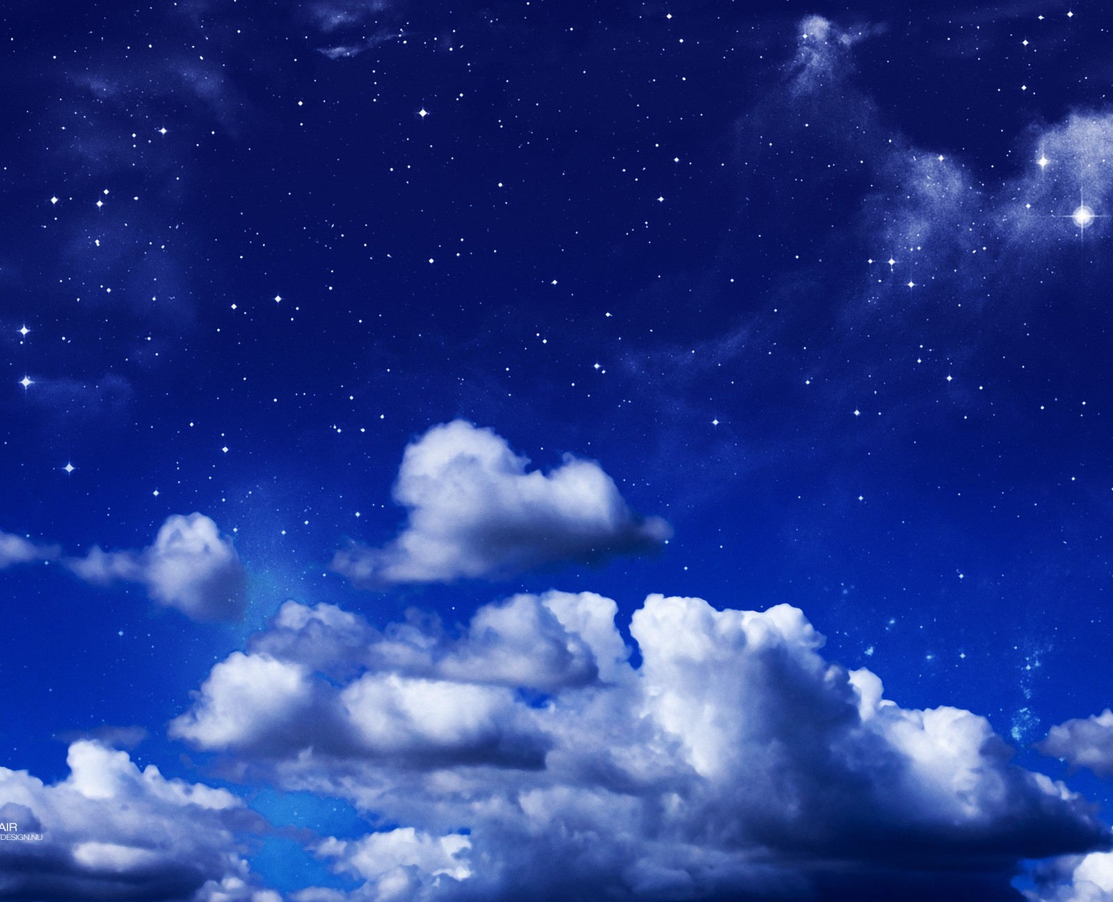 Night sky with stars and clouds (axtone, blue, clouds, sky)