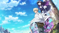 Ray Starling und Nemesis stehen zusammen vor einer lebhaften Landschaft und verkörpern Abenteuer und Freundschaft in der Welt von "Infinite Dendrogram".