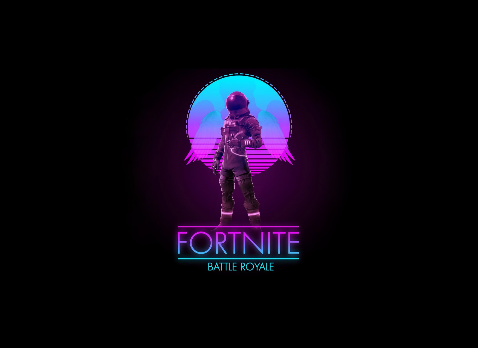 O logotipo do fortnite battle royale em um fundo escuro (fortnite, nintendo switch, playstation 4, xbox one, android)