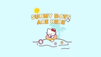 sunny day, hello kitty background, sanrio, summer, cute wallpaper