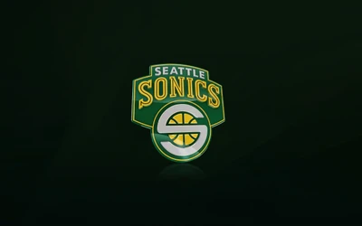 Seattle Supersonics-Logo auf grünem Hintergrund - NBA-Sport-Hintergrundbild