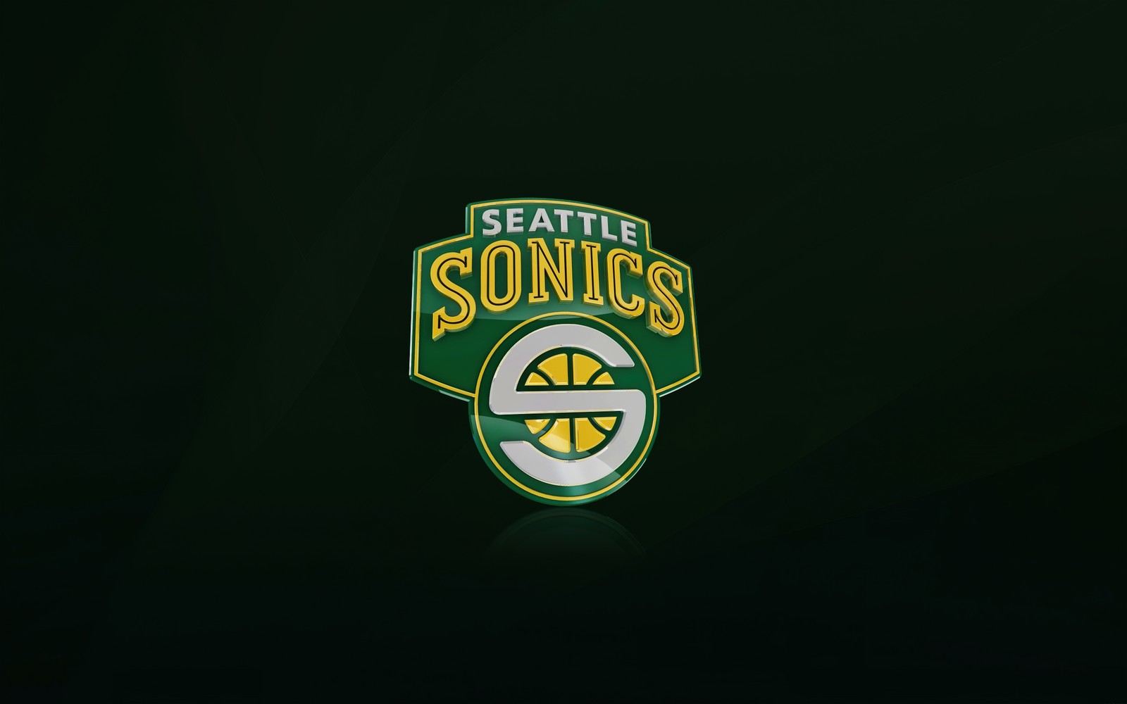 Un primer plano de un logo sobre un fondo negro (seattle supersonics, equipo de baloncesto, logotipo, nba, 5k)