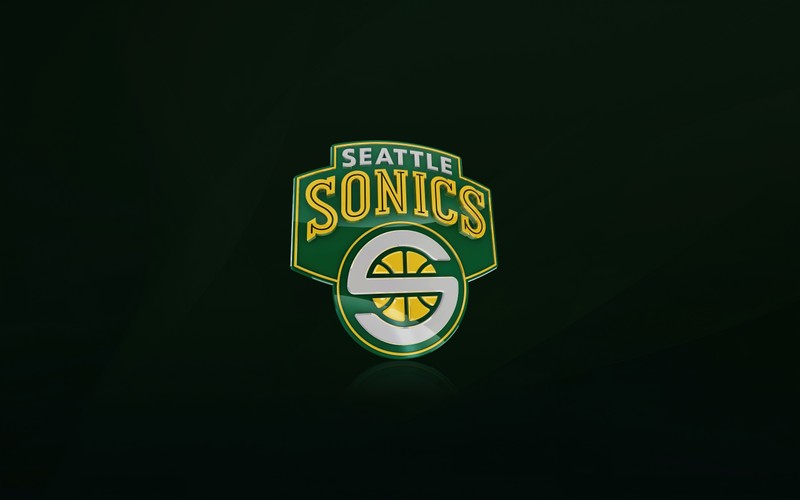 Крупный план логотипа на черном фоне (seattle supersonics, баскетбольная команда, логотип, nba, 5k)