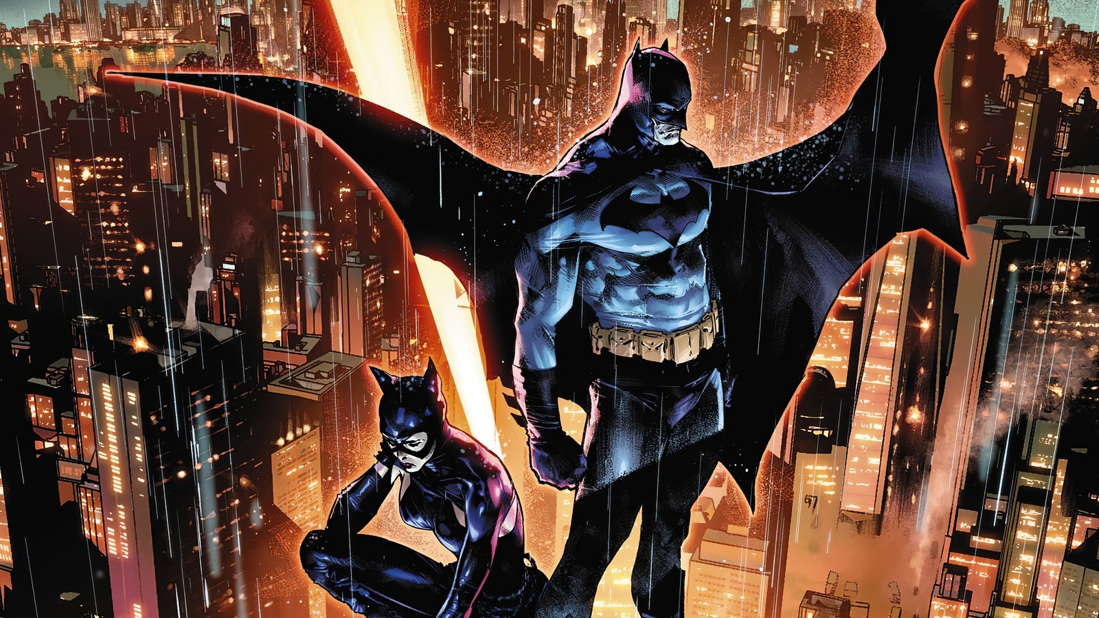 Batman und catwoman im regen (batman, catwoman, dc comics, comics, comic)