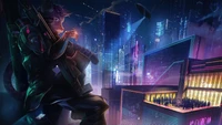 cyberpunk, bestia, soldado, ciencia ficción, ciudad