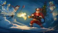 santa claus, snowman, christmas, holiday wallpaper