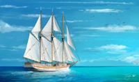 art, schooner, drawing, illustration, sailing ship wallpaper