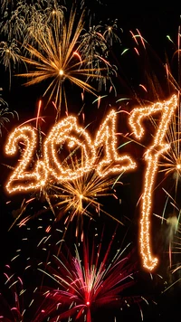 2017, fogo de artifício, feriado, inscrição, ano novo