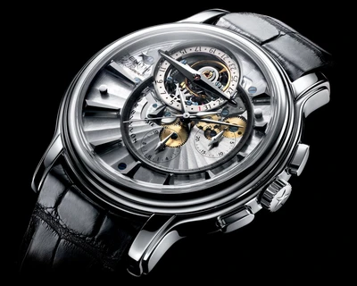 Sleek Black 3D Mechanical Watch Design