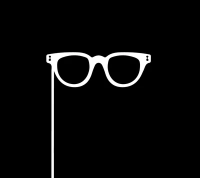 Stylish White Glasses on a Black Background