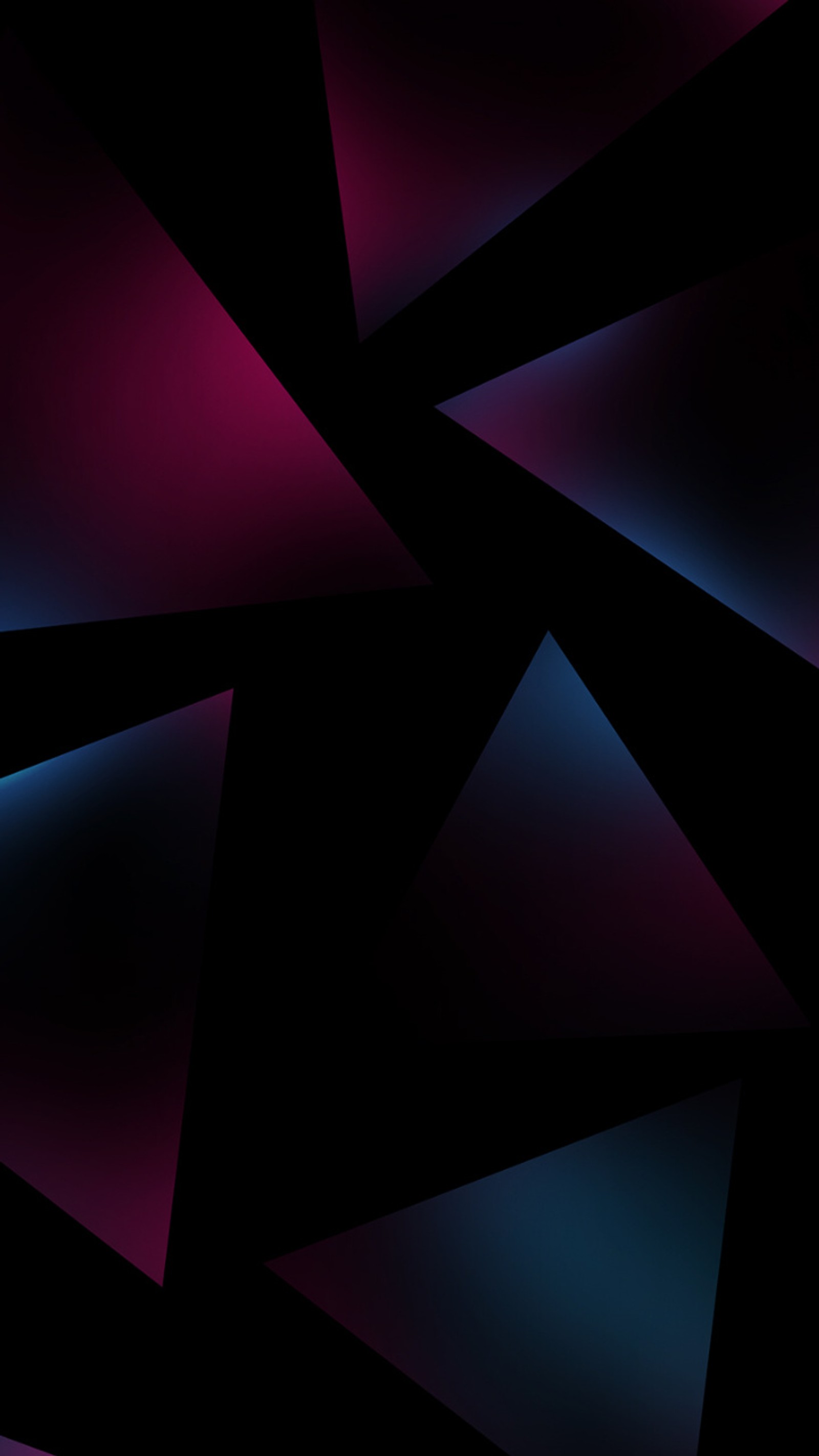 Un primer plano de un fondo abstracto negro y morado con algunos triángulos (amoled, neo)