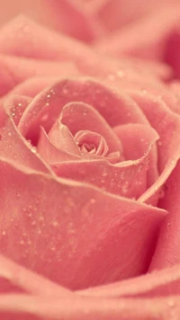 Delicate Pink Rose with Dewdrops