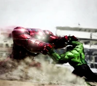 Epic Clash of Superheroes: Hulk vs. Iron Man in a Comic Showdown