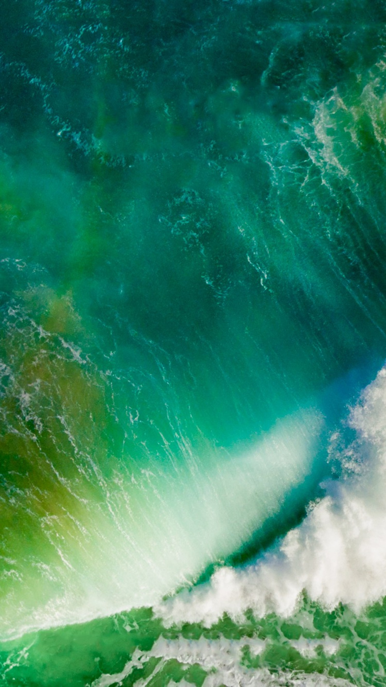 Surfer riding a wave in the ocean with a surfboard (apple, green, ios 10, iphone, iphone 6)