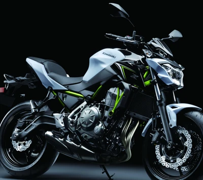 Moto Kawasaki élégante dans un design noir et vert audacieux