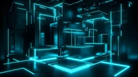 Glowing Neon Labyrinth: Ethereal Modern Interior Design