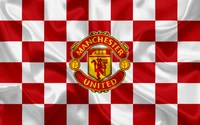 Manchester United Logo on Checkered Flag