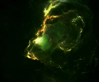 Cosmic Nebula: A Green-Hued Dance of Celestial Light