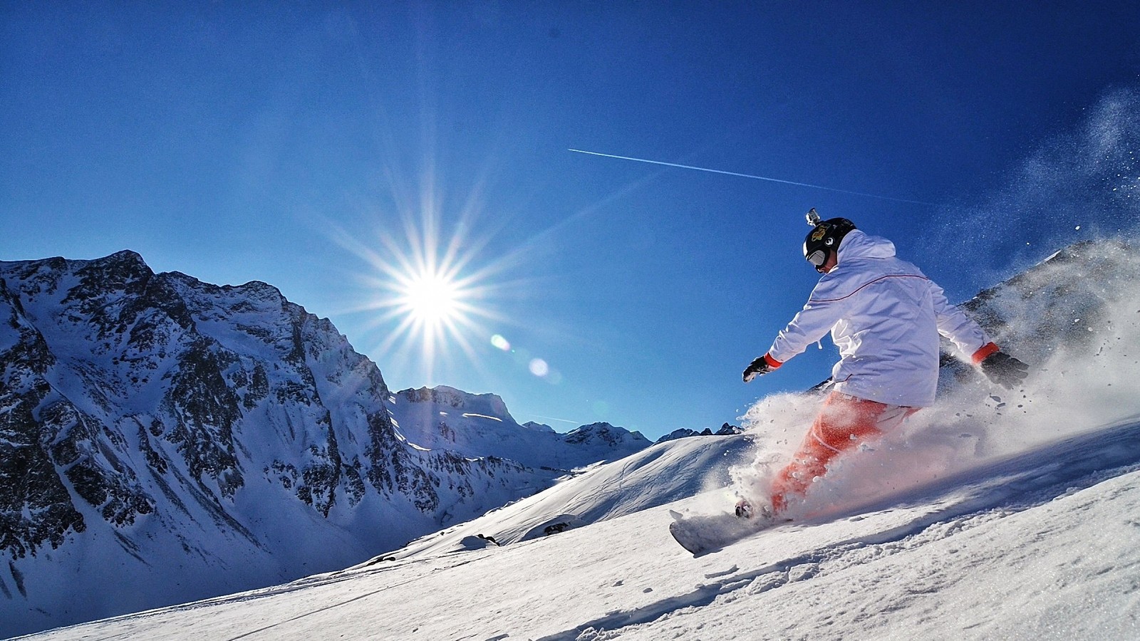 Descargar fondo de pantalla snowboard, nieve, invierno, esquí, pista