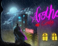 Batman in Gotham: A Neon Nightscape of Graffiti and Shadows