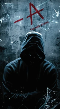 Urban Dark Aesthetic: Mysterious Figure with Graffiti Elements