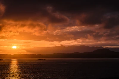 atardecer, resplandor, horizonte, nube, amanecer