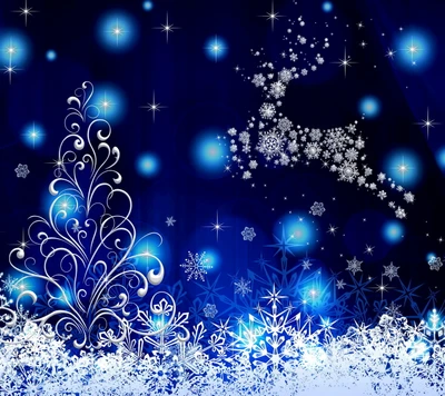 bleu, noël, décoration, joyeux, neige