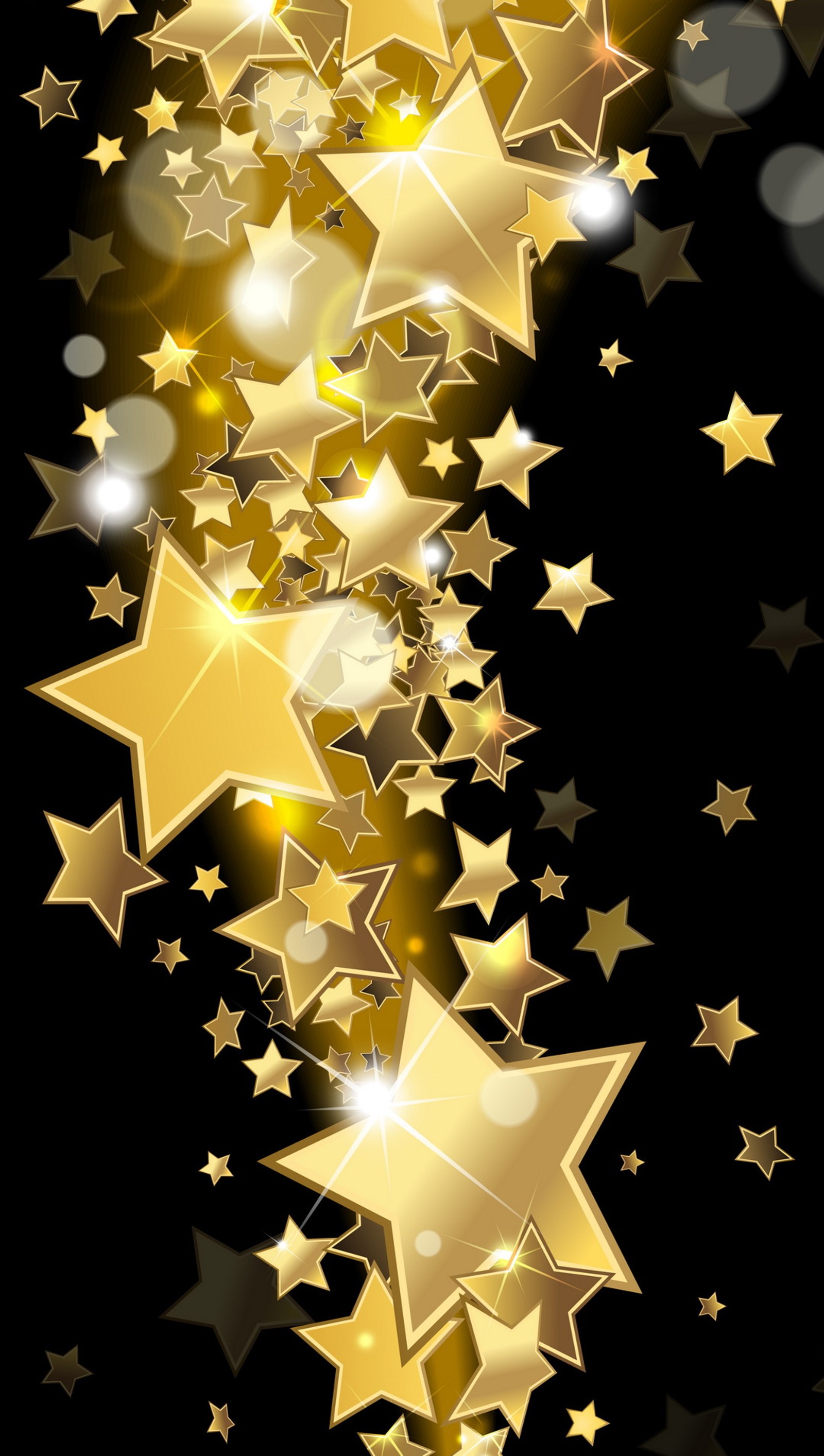 A close up of a bunch of stars on a black background (abstract, gold, golden, pattern, shiny)