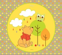 Winnie the Pooh and Owl in a Whimsical Forest Scene