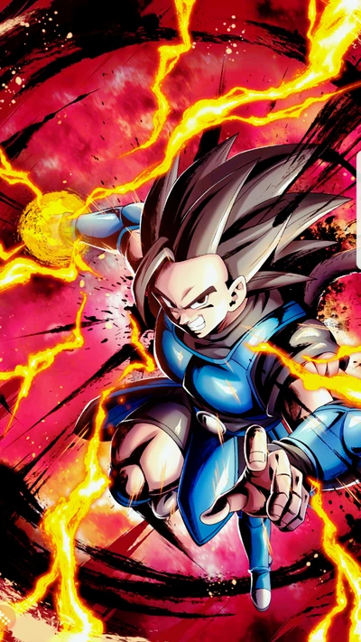 Personnage dynamique de Dragon Ball Super exploitant l'énergie