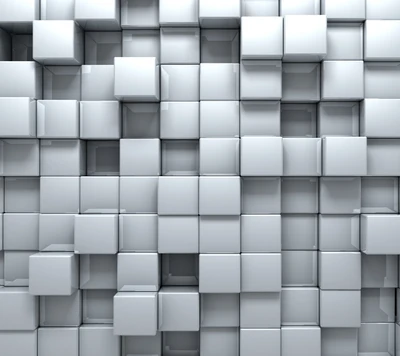 Abstract 3D Silver and White Cubes