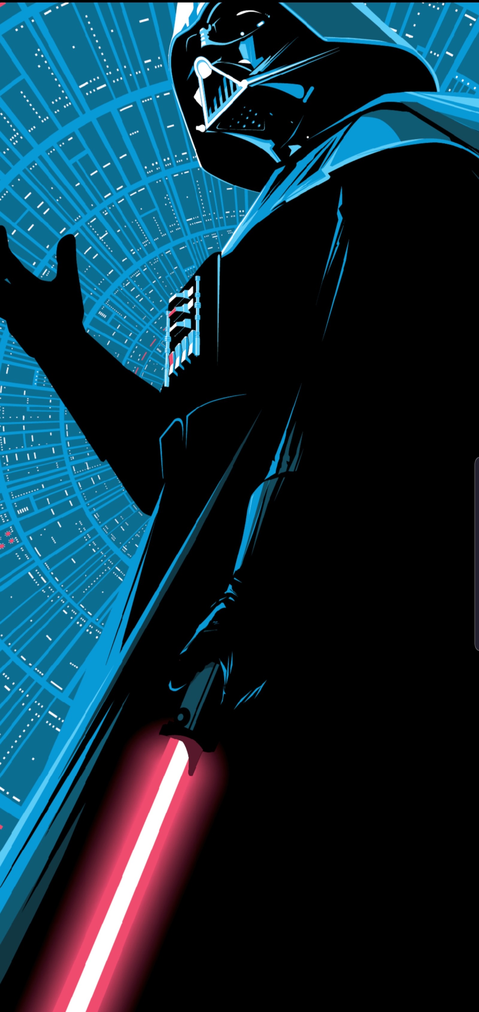 Darth vader com um sabre de luz vermelho em frente a um fundo azul (android, escuro, ea, eletrônicos, lendas)