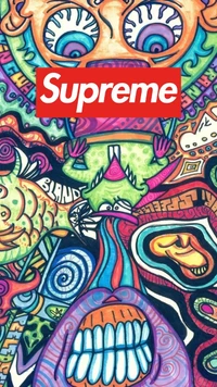 Arte de graffiti vibrante com branding Supreme