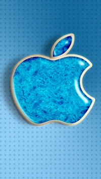 Logo de pomme bleu sur un fond texturé