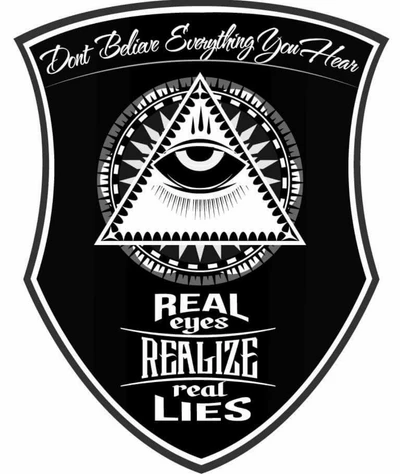 Logo inspirado en los Illuminati: "Ojos reales se dan cuenta de mentiras reales" Diseño