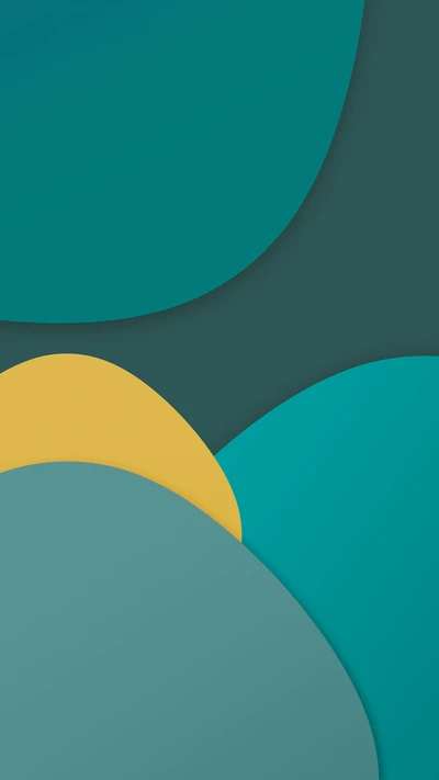 Formas geométricas abstractas en teal y amarillo - Fondo de pantalla HD para Android