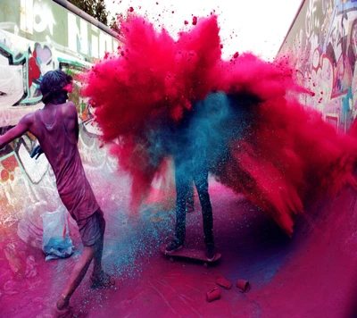 arte, colores, festival, rojo, patinar