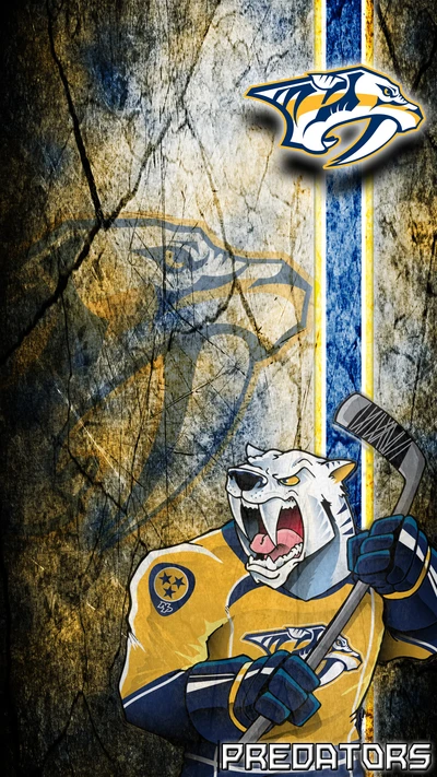 Mascota de los NHL Predators con colores de equipo audaces y logotipo