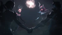 O Coven Nami e aliados se unem sob uma luz mística em League of Legends