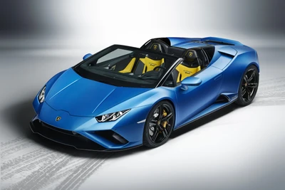 2020 Lamborghini Huracan Evo RWD Spyder in Lebhaft Blau mit Gelben Akzenten