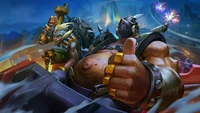 roadhog, junkrat, overwatch, video game wallpaper