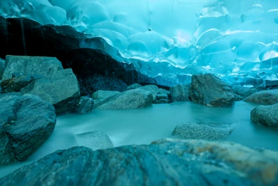 cueva de hielo, cueva, glaciar, naturaleza, aqua