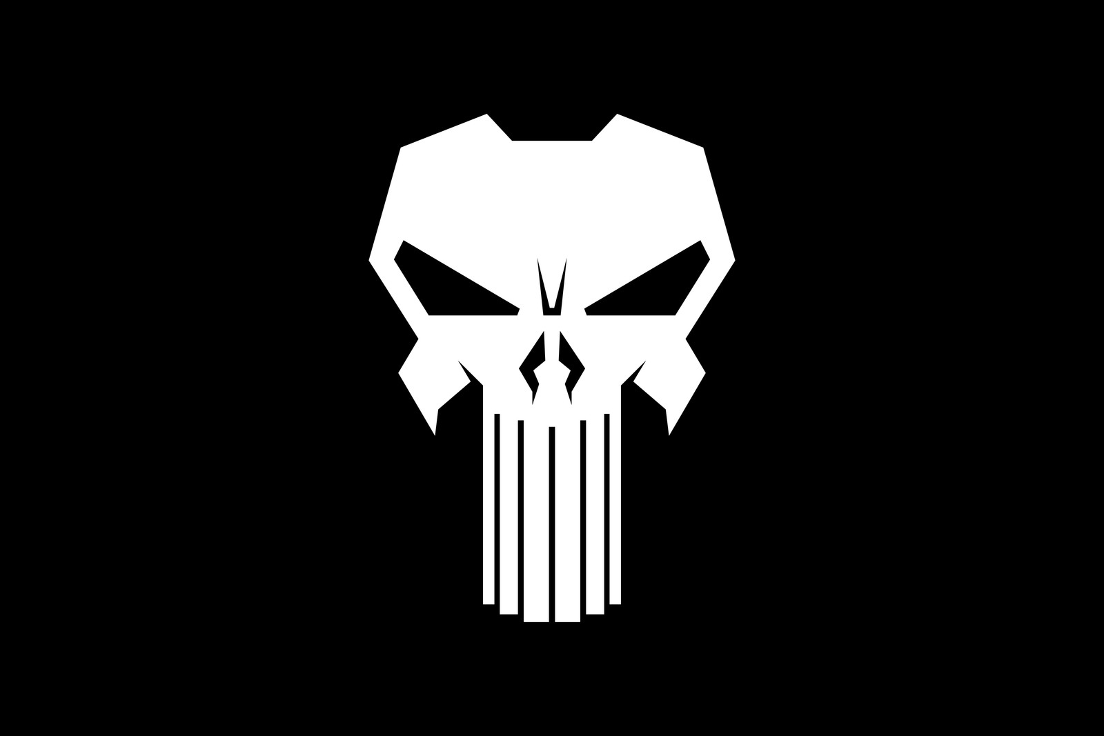 Ein weißer schädel auf schwarzem hintergrund (punisher logo, schwarzer hintergrund, amoled, 5k, 8k)