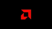 Logo minimalista de AMD sobre fondo negro