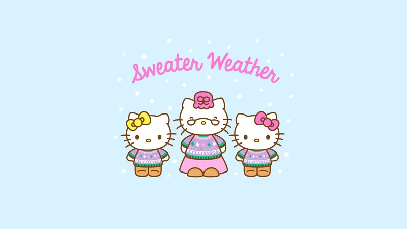 Обои hello kitty (sweater weather, зима, декабрь, фоновый рисунок hello kitty, 5k)